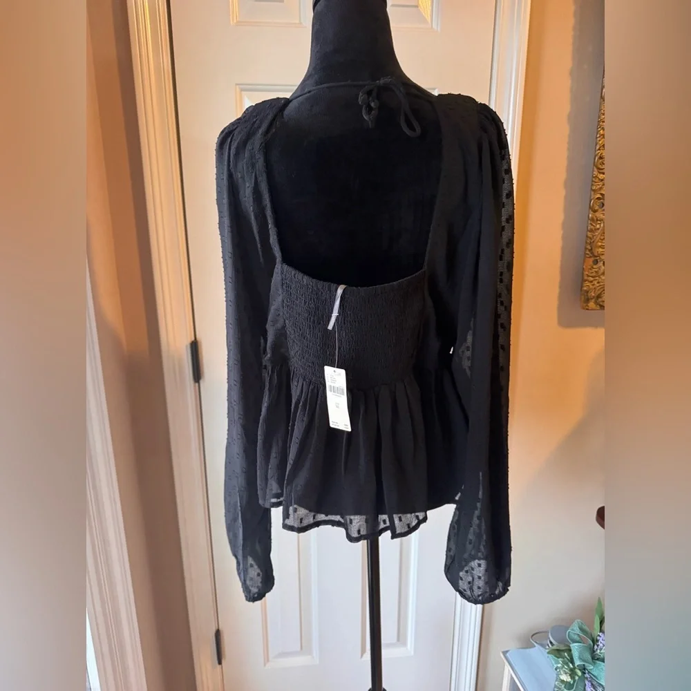Anthropologie Peplum Black Blouse size X-Large NWT - Picture 8 of 12